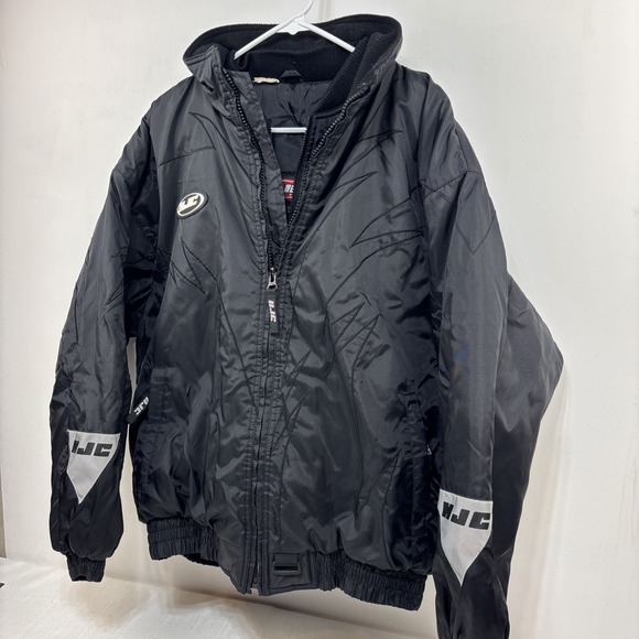 HJC Racing Men's Black Lightening Coat Size L Double Zip - Picture 3 of 7